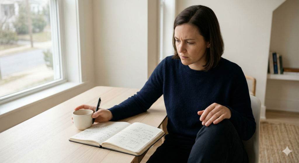 전업투자자 준비를 위해 생활비와 투자 원금을 계산하는 모습