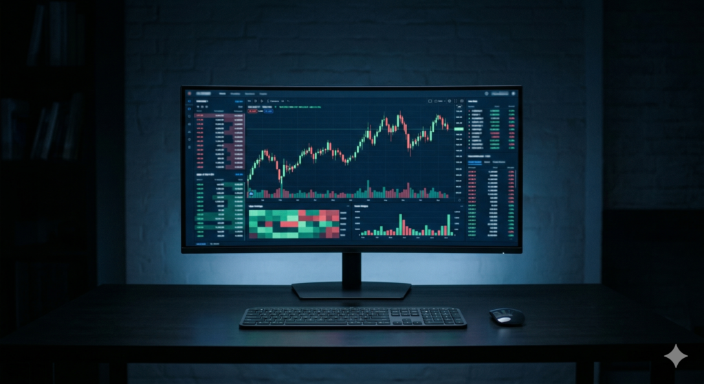 K-Trader 자동매매 시스템이 실행되고 있는 트레이딩 화면